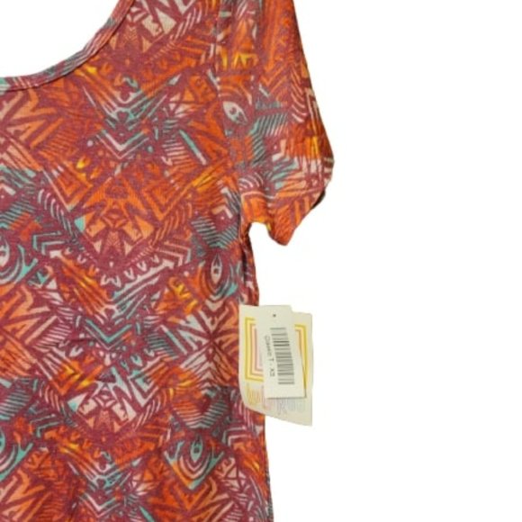 LuLaRoe Pink, Purple, Turquoise, Orange Abstract Pattern Classic T Shirt Size XS - Picture 3 of 5